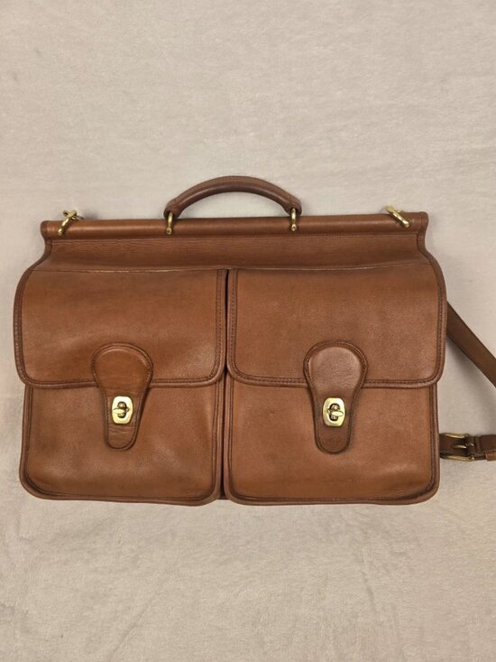 Coach Handbags - Vintage Coach Brown Kensington Satchel – Double Front Pocket – Gold-Tone Hard